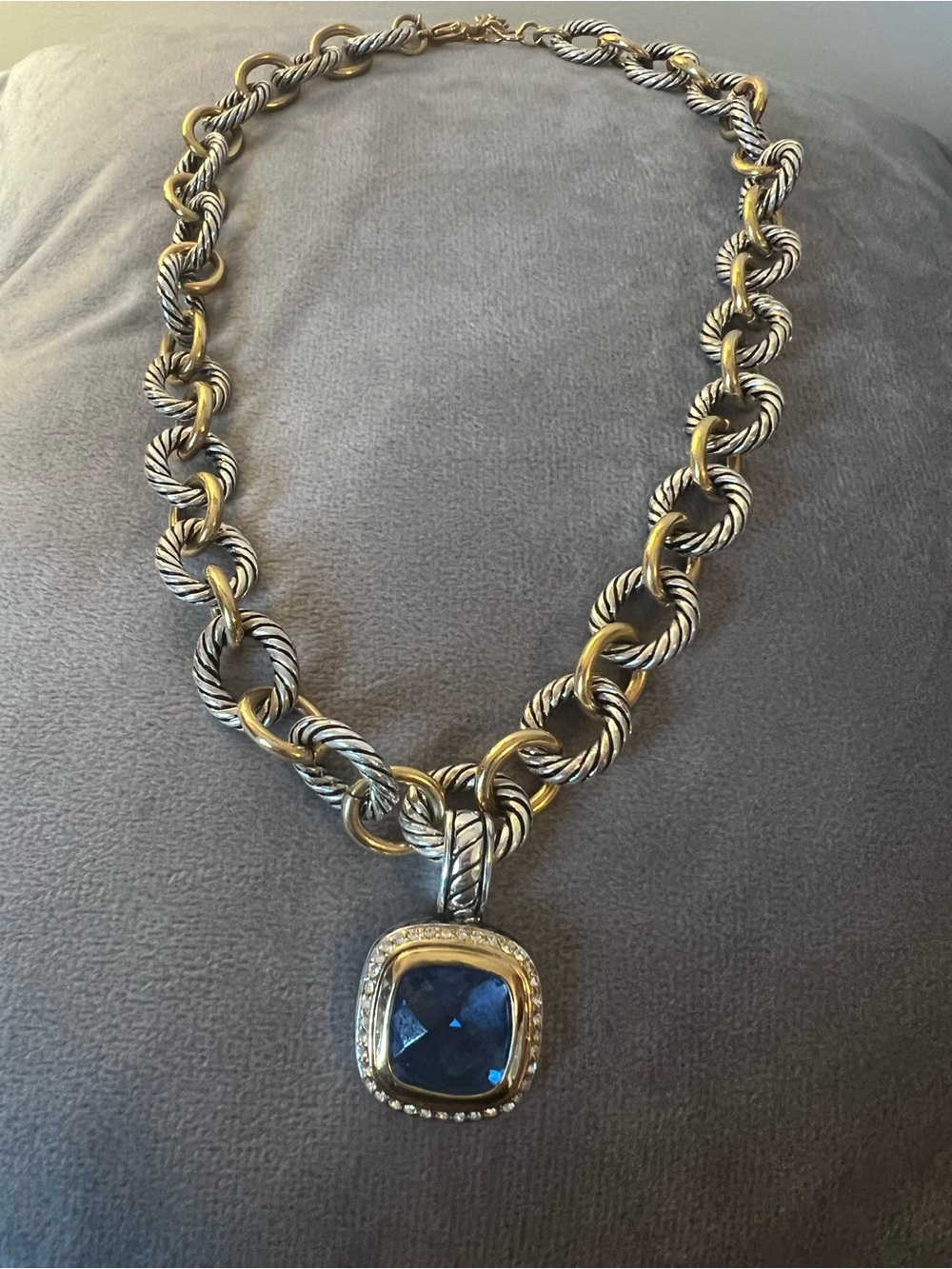 Premier Designs Sunday Brunch Necklace & Matching Blue Stone Pendant, Retired